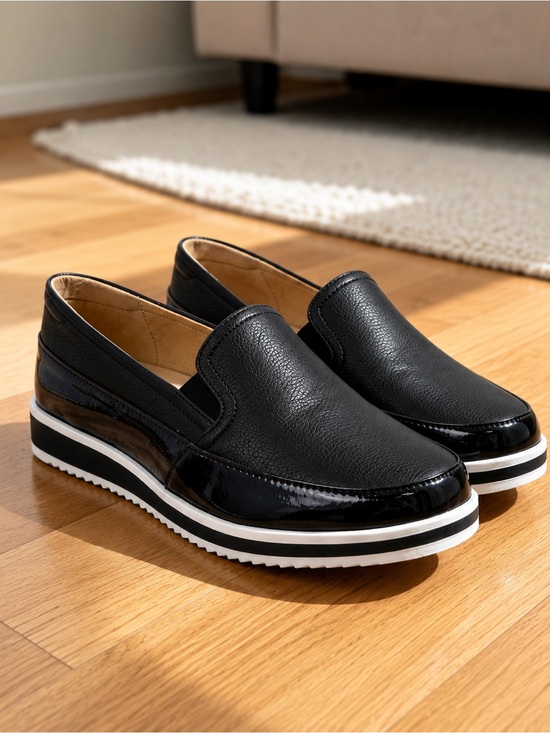 Naturalizer Shoes - Naturalizer Rome Slip-On Loafers Black White Platform Comfort Shoes Size 6.5 NWT
